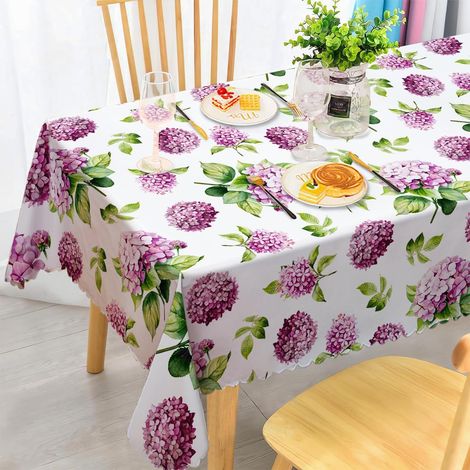 Rechteckige Tischdecke 140x300 cm Hortensie floral wetterfest abwaschbar