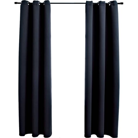 vidaXL Cortinas opacas con anillas (2 unidades), color negro, 97 x 213 cm (1/5)