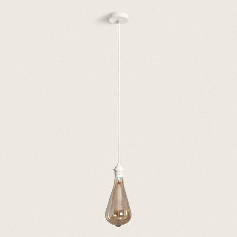 Supporto con Portalampada per Lampada a Sospensione Esterno con Cavo PVC  Bianco