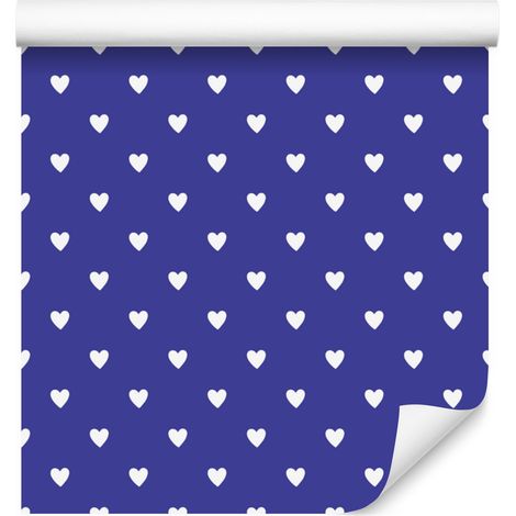 Papier peint Cœurs bleus et blancs 50x1000 cm (1/5)