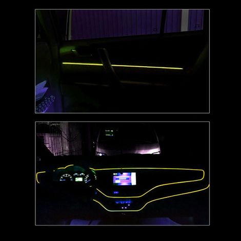 Bande lumineuse décorative pour voiture, éclairage intérieur LED EL à lumière froide, pièces de modification, 4 mètres, jaune (1/4)