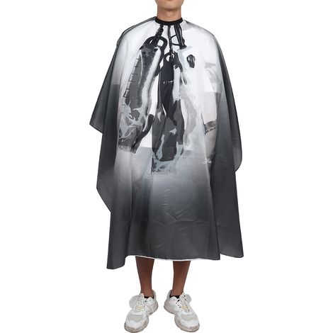 Tablier de coiffure imperméable, cape de barbier professionnelle, robe de salon pour coupe de cheveux, protection anti-eau, noir, taille unique (1/5)