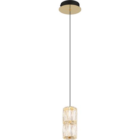 Lampe suspendue lampe en cristal lampe suspension LED or antique métal clair salle à manger (1/4)