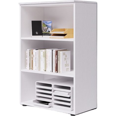 Modulo da ufficio a giorno tre vani con top colore Bianco H129x90x45cm