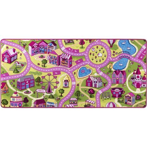 Tapis enfant tufté 140x200 rose et bleu rectangle PINKROAD 2