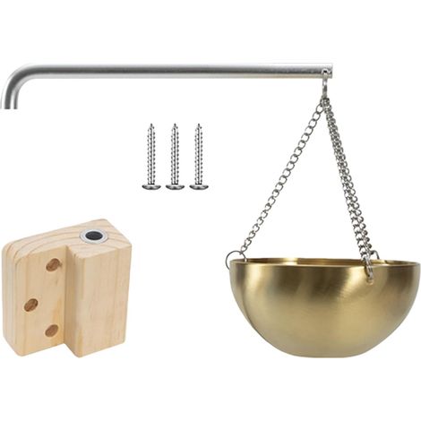 Tasse à huile de sauna robuste en acier inoxydable de 1 mm d'épaisseur avec support mural en bois naturel de qualité supérieure avec base en bois (1/4)