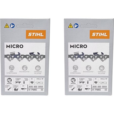 Cadena de sierra STIHL Picco Micro Mini 3 40 cm 3/8" P 1,1 mm 55 TG 2 unidades ( 2x 36100000055 )