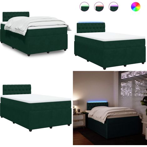vidaXL Boxspringbett mit Matratze Dunkelgrün 120x200 cm Samt (1/5)