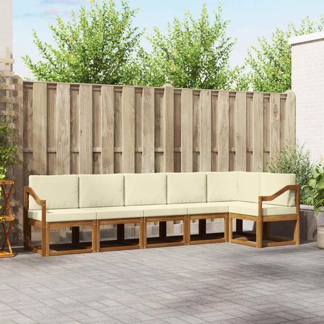 vidaXL Outdoor-Sofagarnitur 6 Stk. Natur und Creme (1/5)