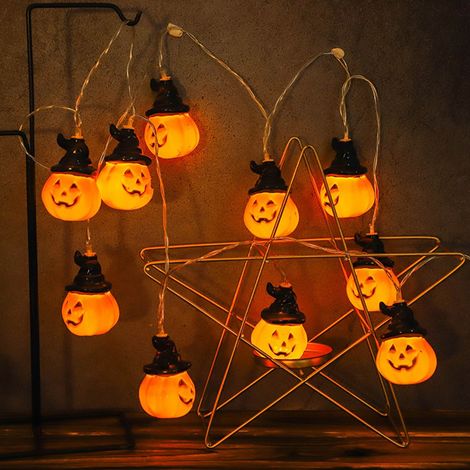 Guirlande lumineuse LED 3m 20 LEDs motif citrouille Halloween décoration intérieure extérieure mode clignotant (1/5)