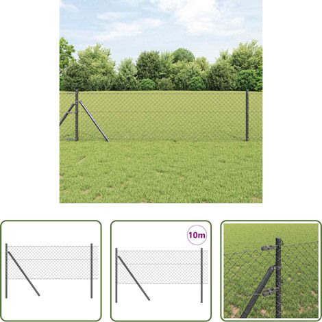 vidaXL Clôture en acier - Poteau de clôture. Gris 10 x 0,4 m (maillage 40 x 40 mm) (1/5)
