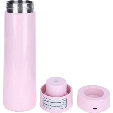 Pinkfarbene smarte Wasserflasche mit Touch-Temperaturanzeige, Zeiterinnerung, USB-Anschluss und vakuumisoliertem Becher. (1/5)