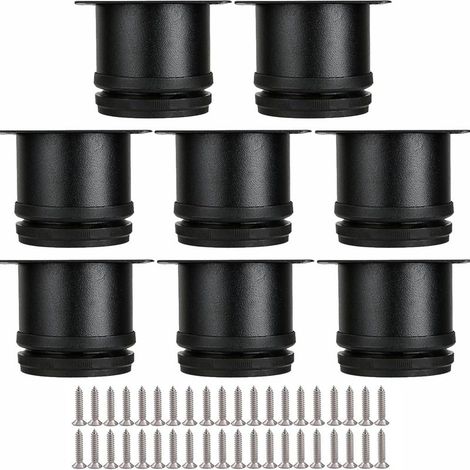 Lot de 8 Pieds Réglables Meubles Noir, Ø 50 mm/Hauteur 50 mm Pieds de Canapé en Métal Acier Inoxydable, Pied de Table Basse pour Meubles TV Armoires Lits Postes de Travail, avec 32 Vis (1/5)