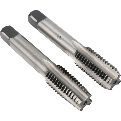 Foret taraud M18 acier carbone, 2 pièces, filetage métrique, cannelure droite, pour bois plastique aluminium (1/5)