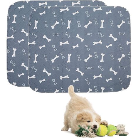 Lot de 2 Tapis éducateur chien, Absorbant réutilisable, Anti-fuites gris, Pour chiot et chat (1/5)