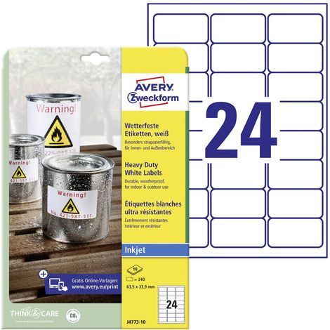 Avery J4773-10 etichette bianche 63,5x33,9 mm (1/5)