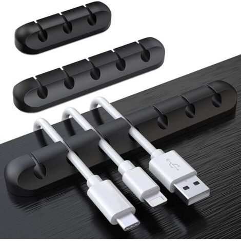 Clips Câble Organisateur Bureau, Lot de 3 Support de Câble, Organisateur de Cordon, Gestion des Cables, Câble Rangement pour USB Câbles de Chargeur/Souris/Écouteur/PC