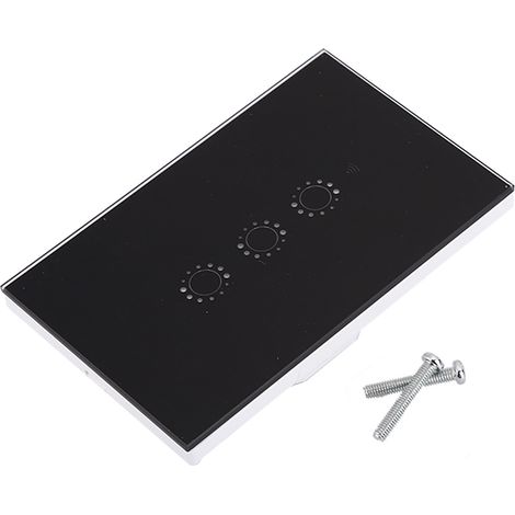 Lot Smart Touch Interrupteur WiFi Sans Fil 3 Gang US Standard Panneau de Commande à Distance APP (Noir) (1/5)