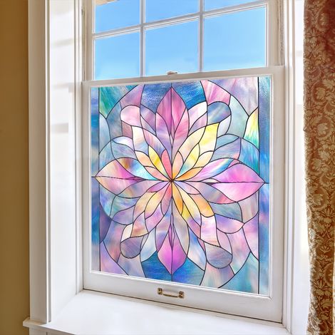 Film de confidentialité coloré pour vitres, 50×50cm, pour la décoration de fenêtres en verre, film à adsorption électrostatique. (1/5)