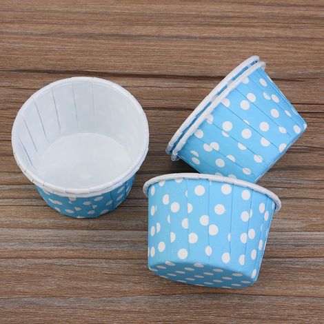 100 Mini-Cupcake-Förmchen, runde Papierförmchen für Kuchen, Muffins und mehr, blau (1/5)