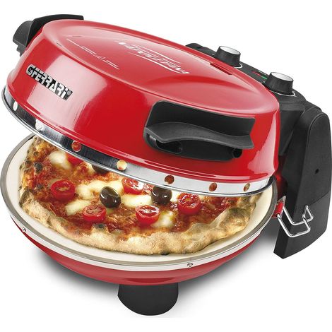 G3 Ferrari G10032 Pizzeria Snack Napoletana Forno Pizza Plus Evo, Doppia Pietra Refrattaria, Diametro 31 cm, 1200 W, Palette e ricettario inclusi, Rosso (1/4)