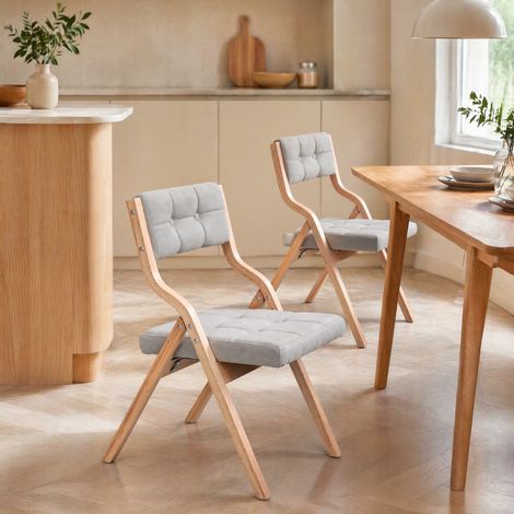 Sillas plegables de comedor acolchadas de madera OKMYHOME