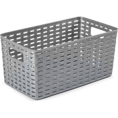 PLASTICFORTE cesta rattan 38.5x28.5 cm plata , Cesta rattan 38.5 x 28.5 cm blancaSu acabado mimbre les da un aspecto cálido y moderno que encaja a la perfección en dormitorios
