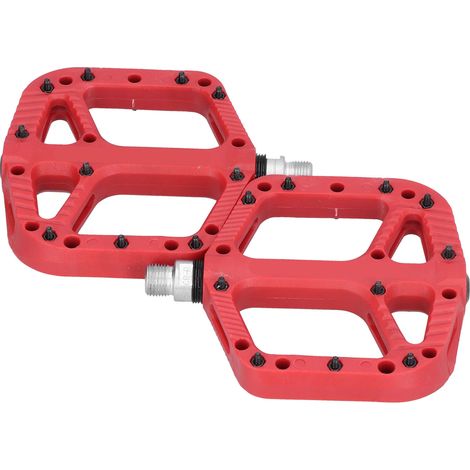 Verstärkte Nylon-Fahrradpedale, breit, komfortabel und mit Hochgeschwindigkeitslagern, Fahrradzubehör, rot (1/5)