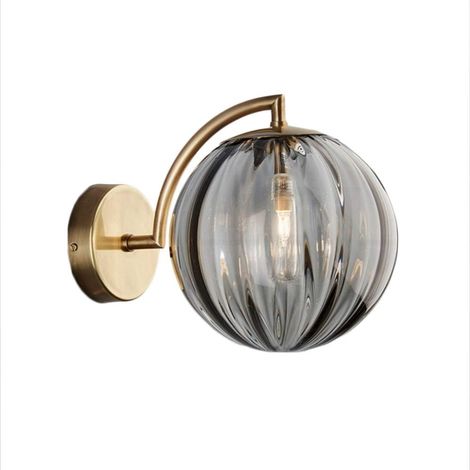royaluxe - Nouveau Nordic Modern Applique Murale Ø15CM Boule De Verre Gris Applique Applique Luminaire Support En Métal Applique (Gris) (1/5)