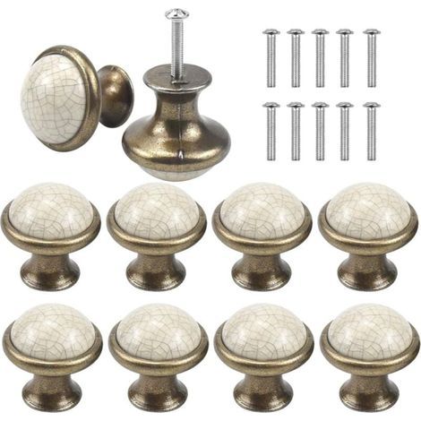 10 Stück Keramik-Schubladengriffe, 37 mm runde Schubladenknöpfe, Vintage-Möbelknöpfe, Türknöpfe, Möbelgriffe für Schrank, Kleiderschrank, Küche, Kinderzimmer (1/4)