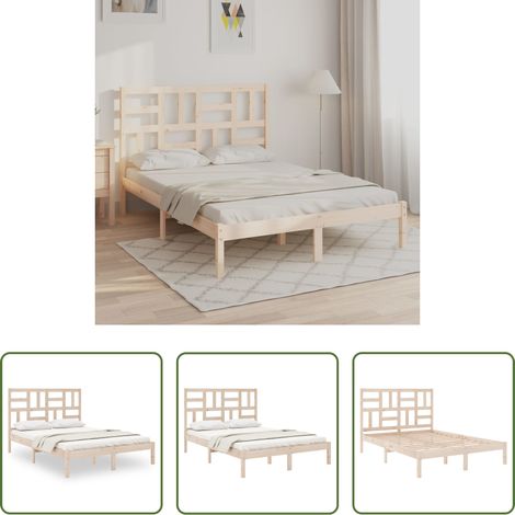 Bois de pin massif - Cadre de lit sans matelas bois massif 140x200 cm (1/5)