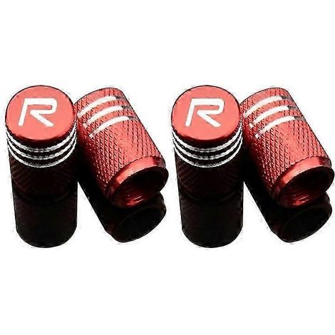 Accessoires auto sport : étui de bouchons de valve de pneu pour Volvo S60, S90, V40, V60, V90, XC60, XC90, etc. (4 pièces/ensemble) - Pièces de roue pour véhicules motorisés - Couleur : rouge (1/4)