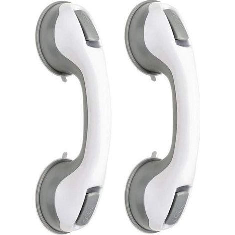 royaluxe - (2pcs)Poignée baignoire de sécurité/Poignée/ventouse de douche pour salle de bain + WC (Gris) (1/5)