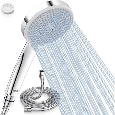 Duschkopf Schlauch 2m wassersparend 5 Strahlarten Silber Grau (1/5)