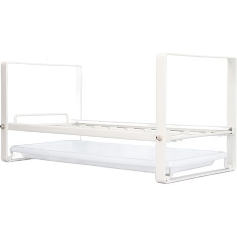 Étagère de rangement pour placard de cuisine, porte-bols, porte-assiettes, égouttoir, antirouille, antidérapant, blanc (1/5)