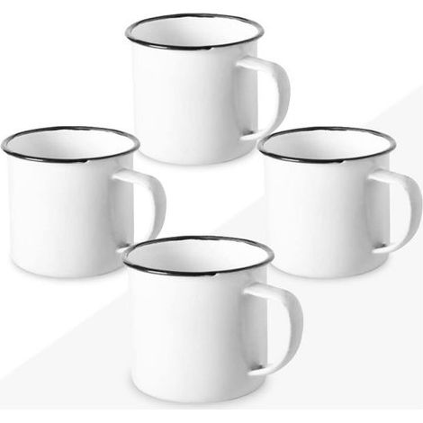 Ensemble de tasses émaillées de 350 ml (12 oz) pour café, thé et autres boissons chaudes et froides. Design rétro, tasses vintage unies idéales pour le camping, les pique-niques ou (1/2)