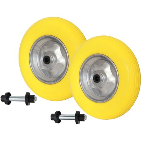 2x Schubkarrenrad pannensicher 4.80/4.00-8 mit Achse PU Stahlfelge 200 kg Vollgummi (1/5)