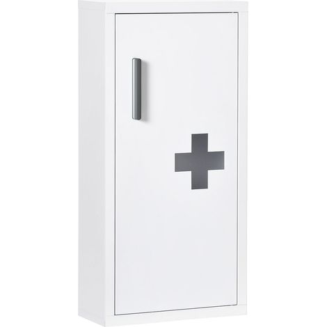 Medizinschrank Erste Hilfe Schrank In Weiß Mit 3 Innenfächern & Magnetverschluss, Für Medikamente, 40X15X53,5 Cm