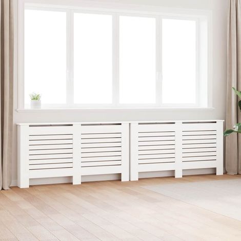 Cache-radiateurs 2 pcs Blanc 152x19x81,5 cm MDF
