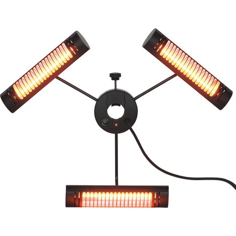 Outsunny calefactor eléctrico de exterior con 1000W/2000W/3000W estufa de infrarrojos control remoto protección IPX5 aleación de aluminio Ø87x22cm