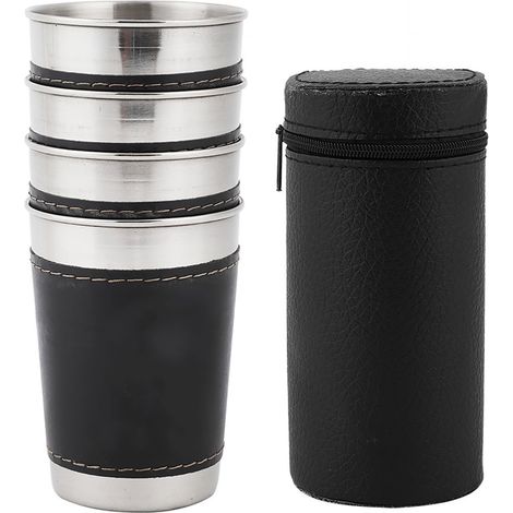 Edelstahl-Kaffee- und Weinbecher, 170 ml, mit Lederhülle, tragbar und mini (1/5)
