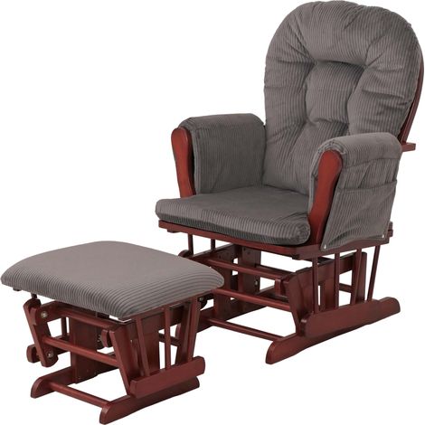 Fauteuil relax HWC-C76, fauteuilàbascule Fauteuil oscillant avec pouf Tissu Velours 320g/m (1/5)