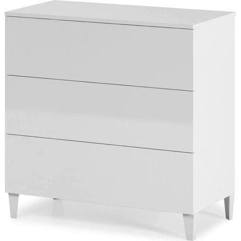 Cassettiera Baltimora, Settimanale a 3 cassetti, Mobile Comò per camera da letto, Comò moderno, 80x40h80 cm, Bianco