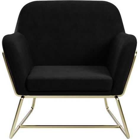 Charles Armchair - Velvet/Metal - L66 x W75.5 x H76.5 cm - Black/Gold Brushed
