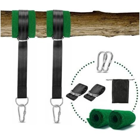 Sangle hamac1.50m x 2, fixation hamac,Kit sangle suspension Réglables,avec D-Ring - Mousquetons Haut de Gamme - Charge Max 500KG,Parfait pour Balancoire de Jardin,Hamac,Siege Balancoire Arbre (1/5)