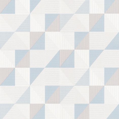 BRICOFLOR Papier Peint géométrique bleu Papier peint bleu et blanc pour chambre, salon & plus Tapisserie intissée moderne pour cuisine (1/5)
