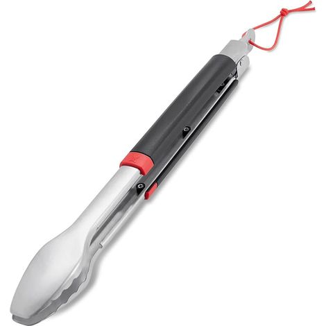 Pince de barbecue (40cm), en acier inoxydable, poignée confortable et système de verrouillage pratique, passe au lave-vaisselle, nettoyage facile, avec une boucle pour suspendre - Noir (6317) (1/4)