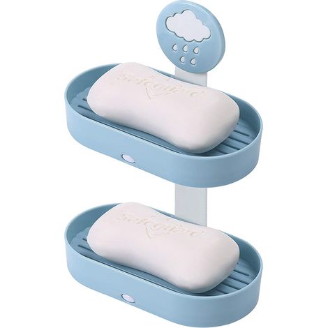 1 Porte-savon mural, double plateau, évacuation eau, polypropylène, salle de bain (1/5)