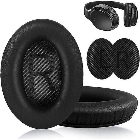 Ersatz-Ohrpolster aus weichem Kunstleder für Bose QC35/25/15 Kopfhörer-Black (1/4)