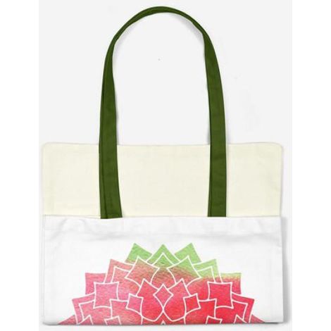 Sac shopping coton Bonamaison - tote bag rose 34 x 40 cm, anses 30 cm (1/4)